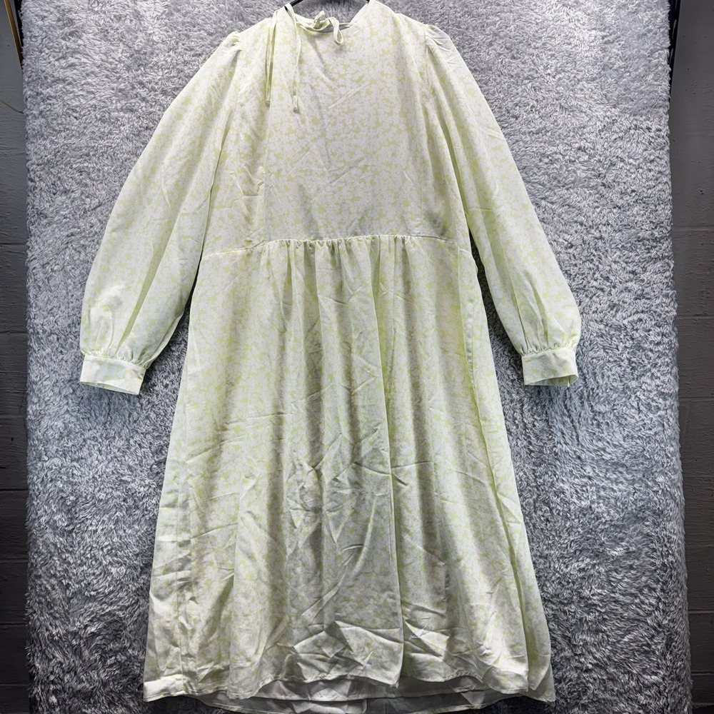 Fashion Union Plus Size 20 Floral Midi Dress Lime Green Prairie Cottagecore NWT